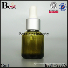 15ml 30ml 60ml 120ml 200ml glass green essential oil bottle with silver aluminum dropper supplier glass lotion bottle